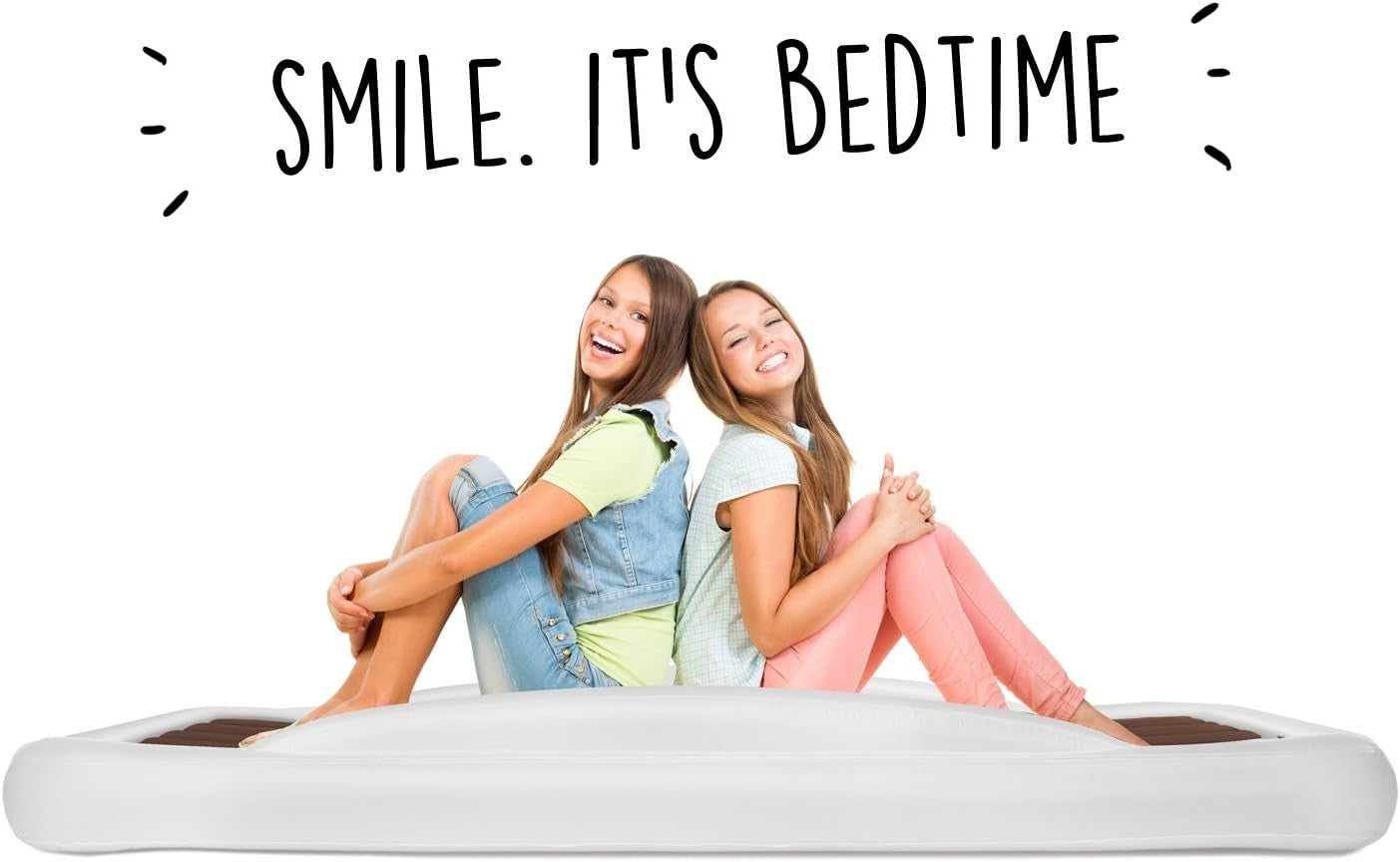 Twin Inflatable Travel Bed 200×110CM Kids Air Mattress w/ Rails & Pump