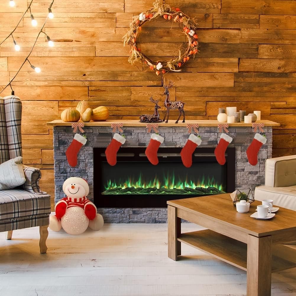 50" Wall Mounted Electric Fireplace Heater Crystal Flame Remote LED