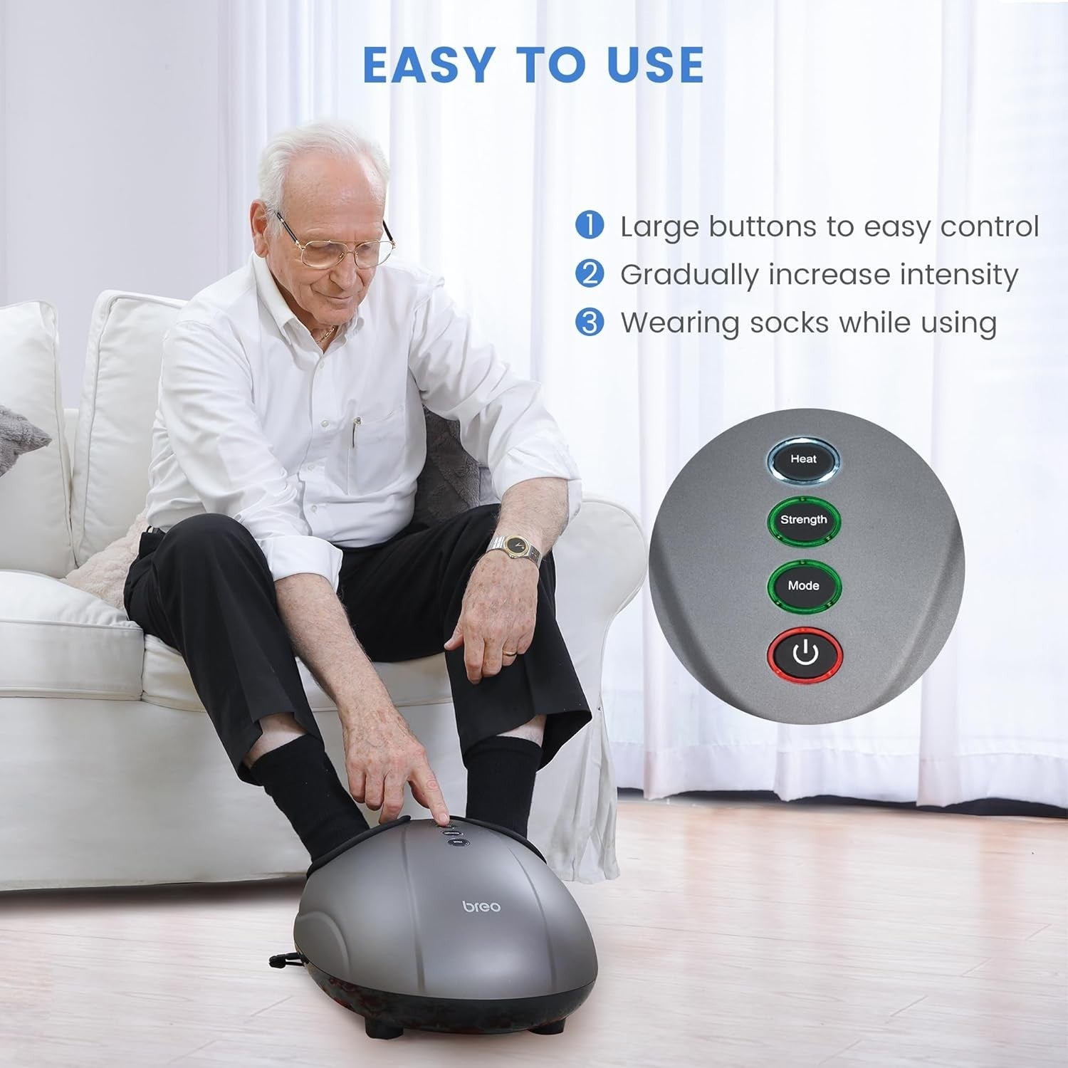 Foot Massager with Heat & Air Compression for Pain Relief & Relaxation