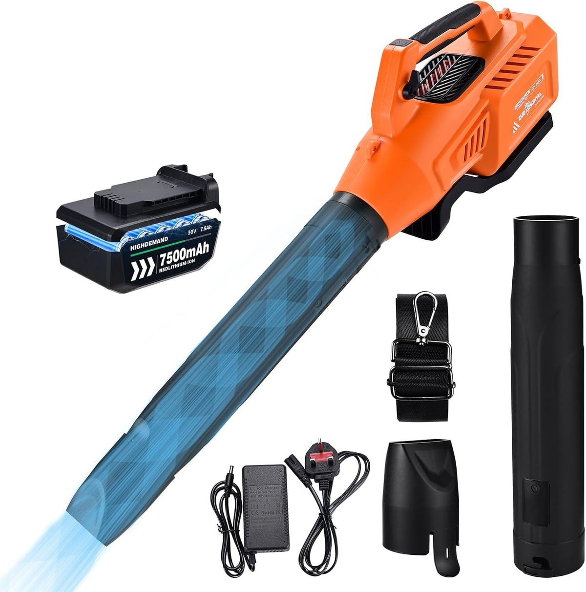 36V Cordless Leaf Blower 600CFM Brushless Variable Speed w/ Battery