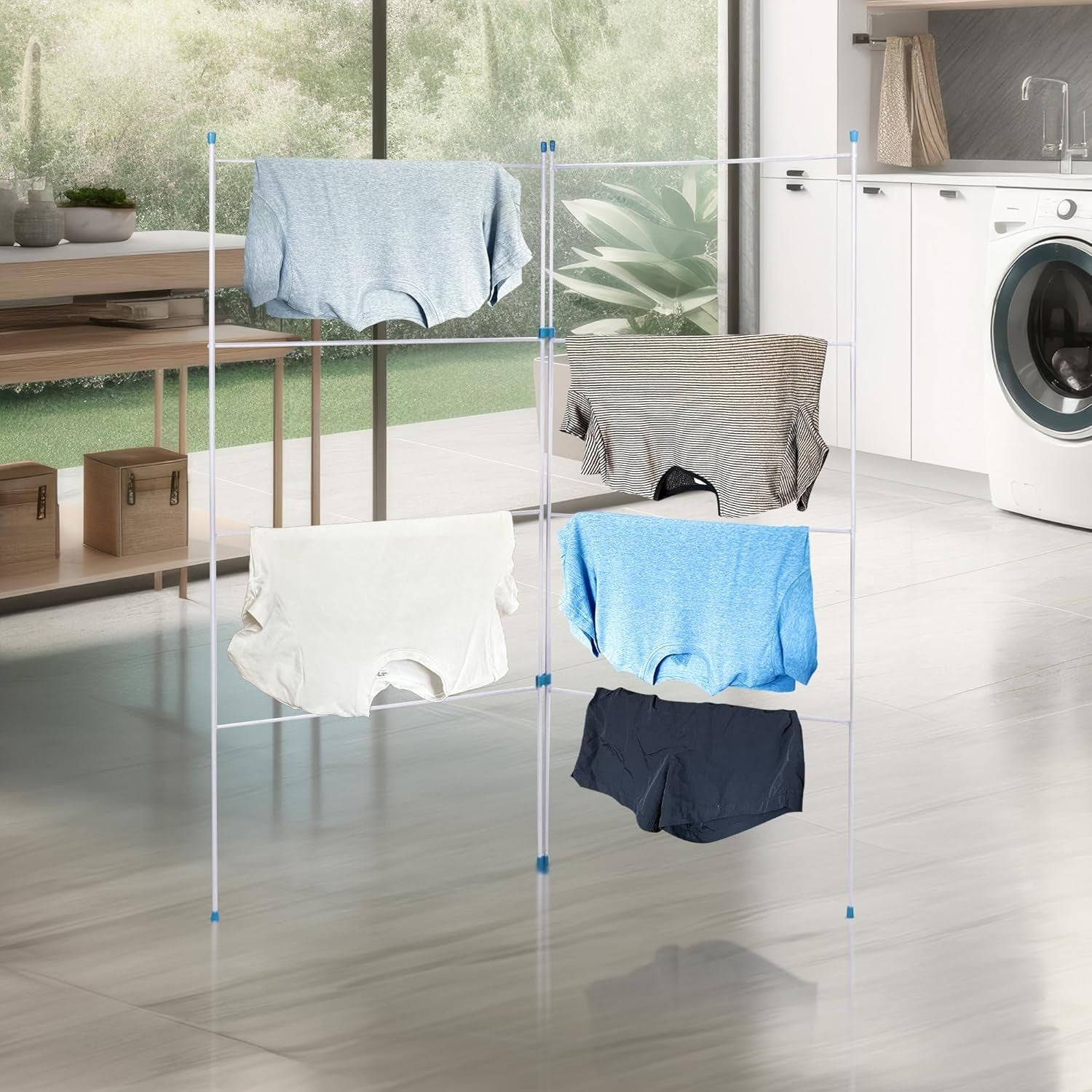 2 Fold Clothes Airer Drying Rack Indoor Outdoor Folding Laundry Rail