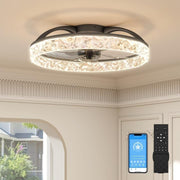 50CM Ceiling Fan Light, 6 Speeds, Dimmable LED, Remote Control, Black