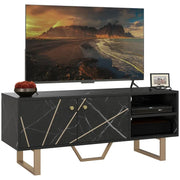 Modern Black Marble TV Unit Cabinet Stand for 50" Screen with Storage