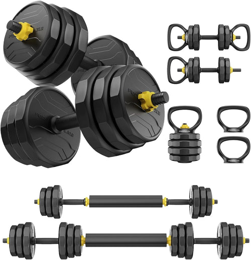 27kg Adjustable Dumbbell Set 5-in-1 Home Gym Barbell Kettlebell Weights