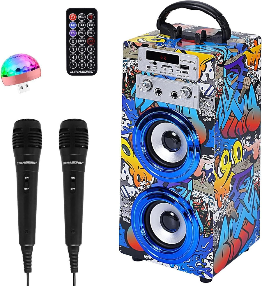 Portable Karaoke Bluetooth 2 Mics LED Lights Kids Teens Fun