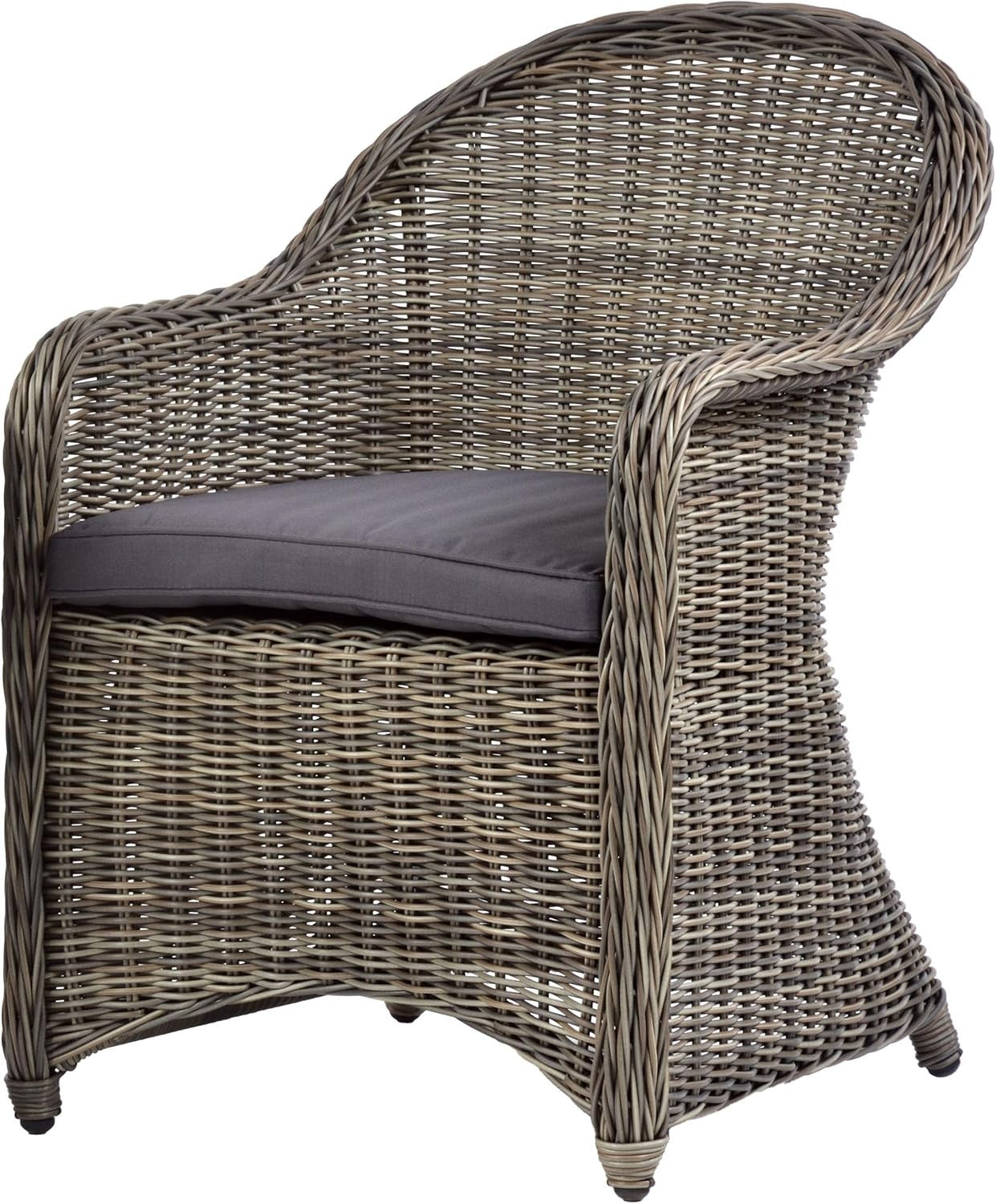 Outdoor Rattan Garden Armchair with Cushion Weatherproof Patio Dining Seat