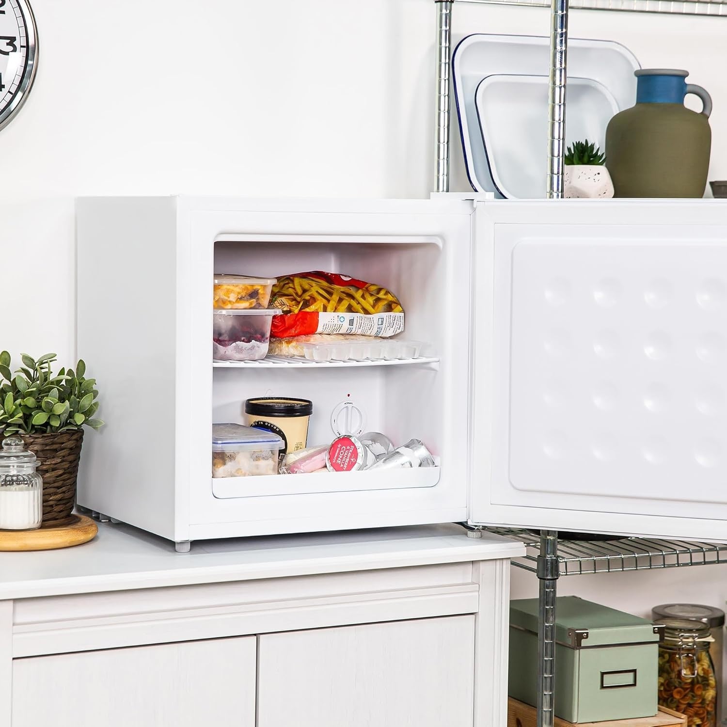 Mini Freezer 31L Tabletop Compact White Reversible Door Adjustable Feet