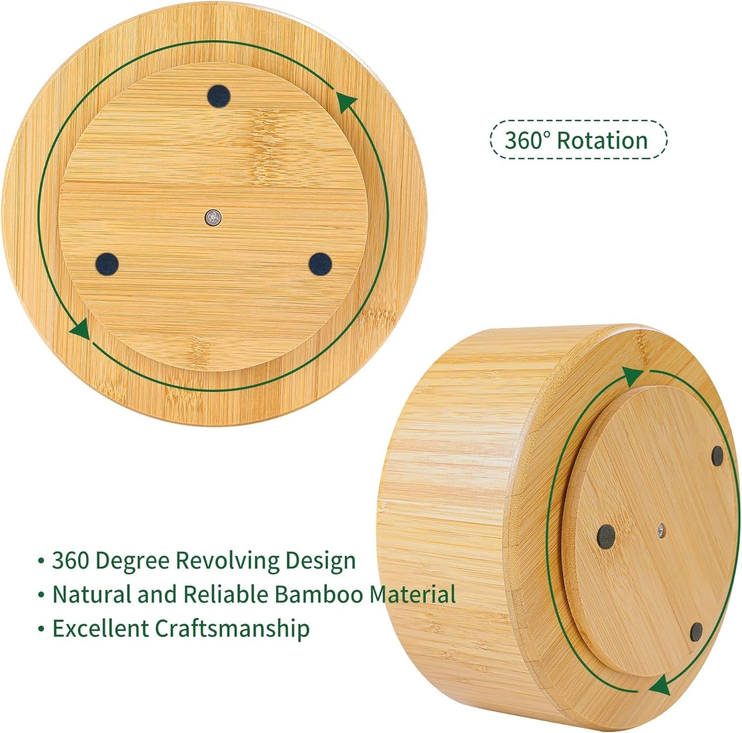 Rotating Bamboo Desk Organizer 11 Compartments Large Pen & Art Holder
