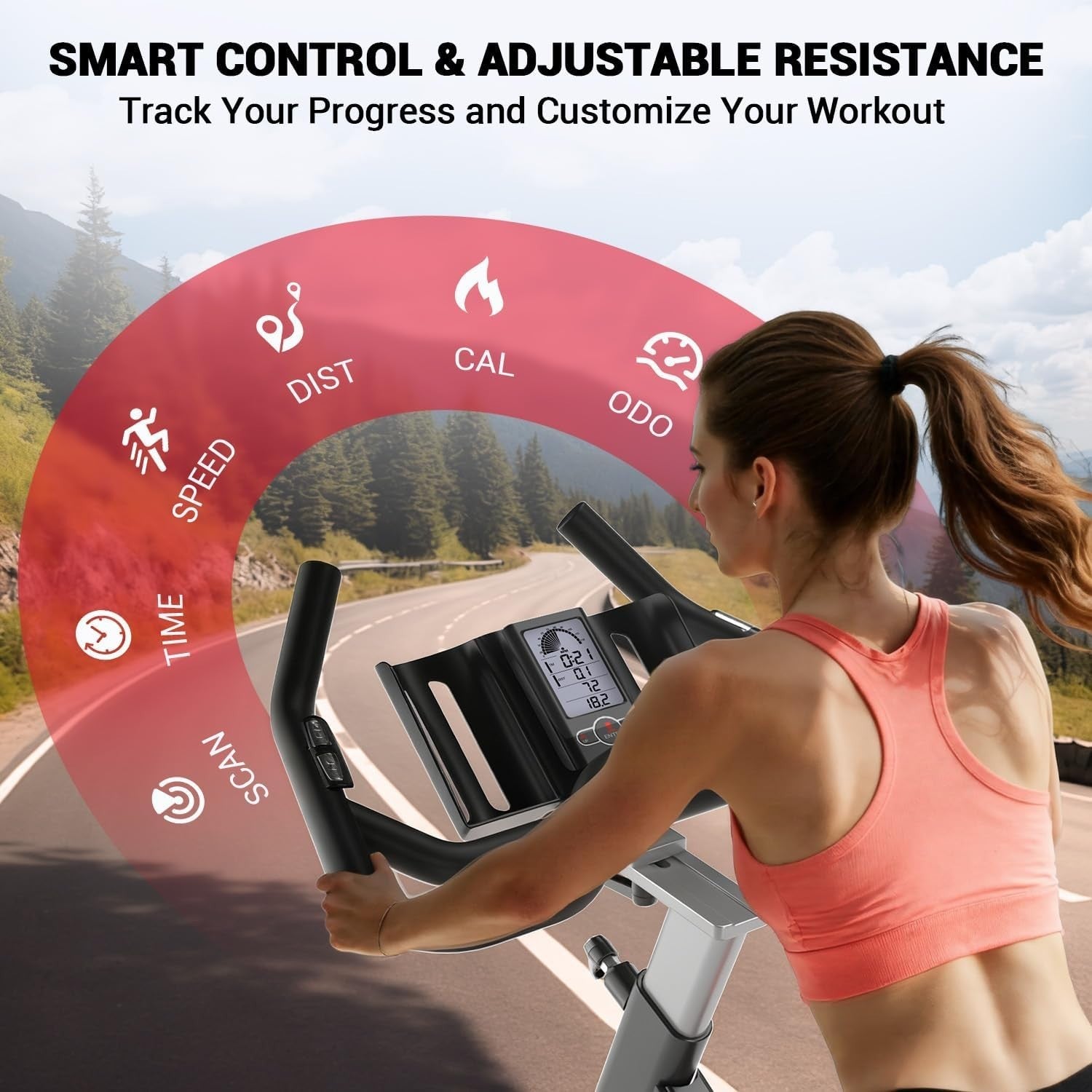 Quiet Magnetic Pro Spin Bike w/ LCD, Tablet Holder, 15kg Flywheel & 400lb Cap