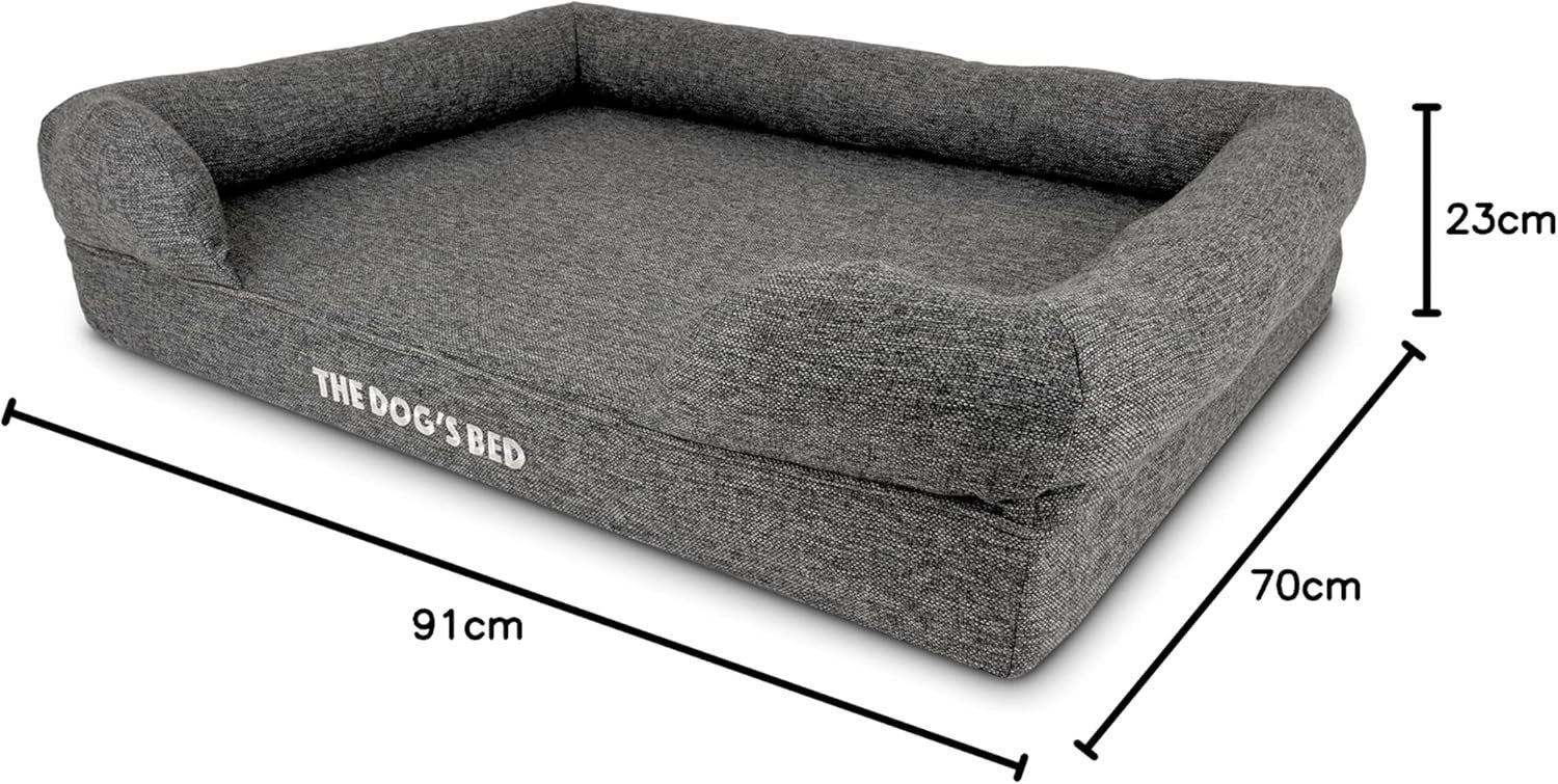 Large Orthopedic Dog Bed Memory Foam Washable 91x70cm Grey
