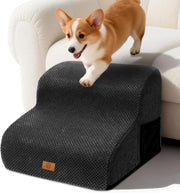 2 Step Dog Stairs for Bed Sofa Non Slip Washable Black 40x40x30cm
