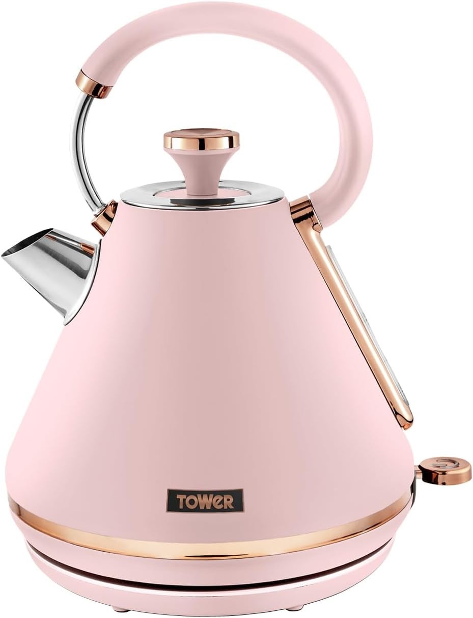 3000W Fast Boil Pink Kettle 1.7L Retro Pyramid Cordless Matte Finish
