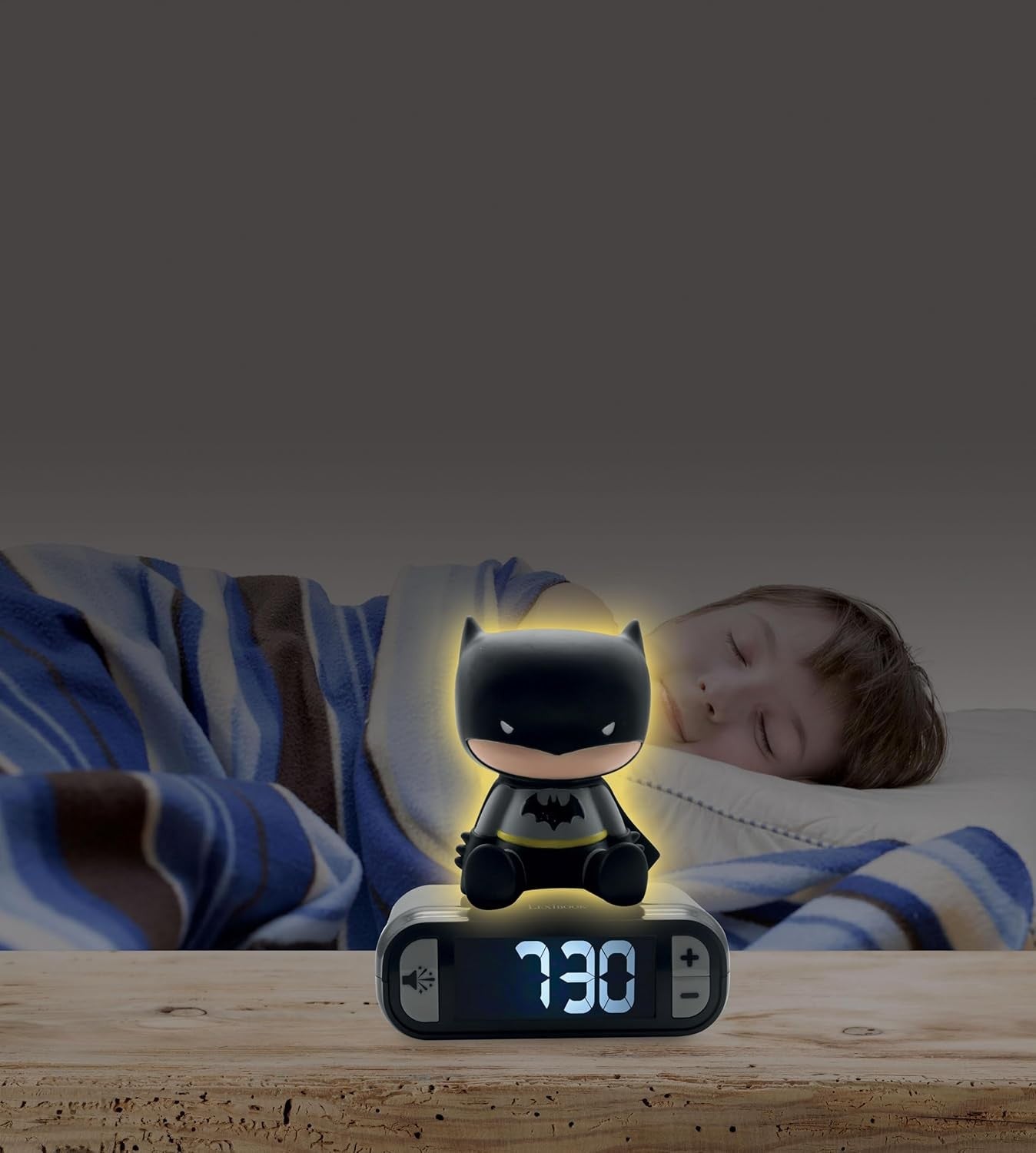 Kids Superhero Alarm Night Light LED Display Snooze Sounds Bedroom