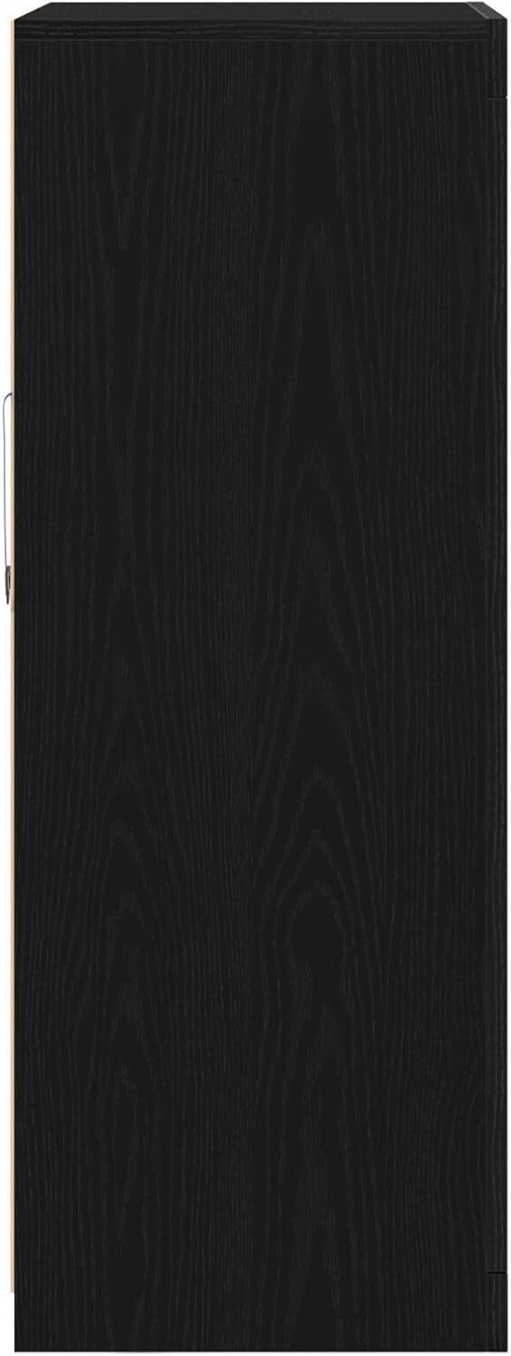 Black Oak Side Cabinet with Floating Shelves – Space-Saving Storage