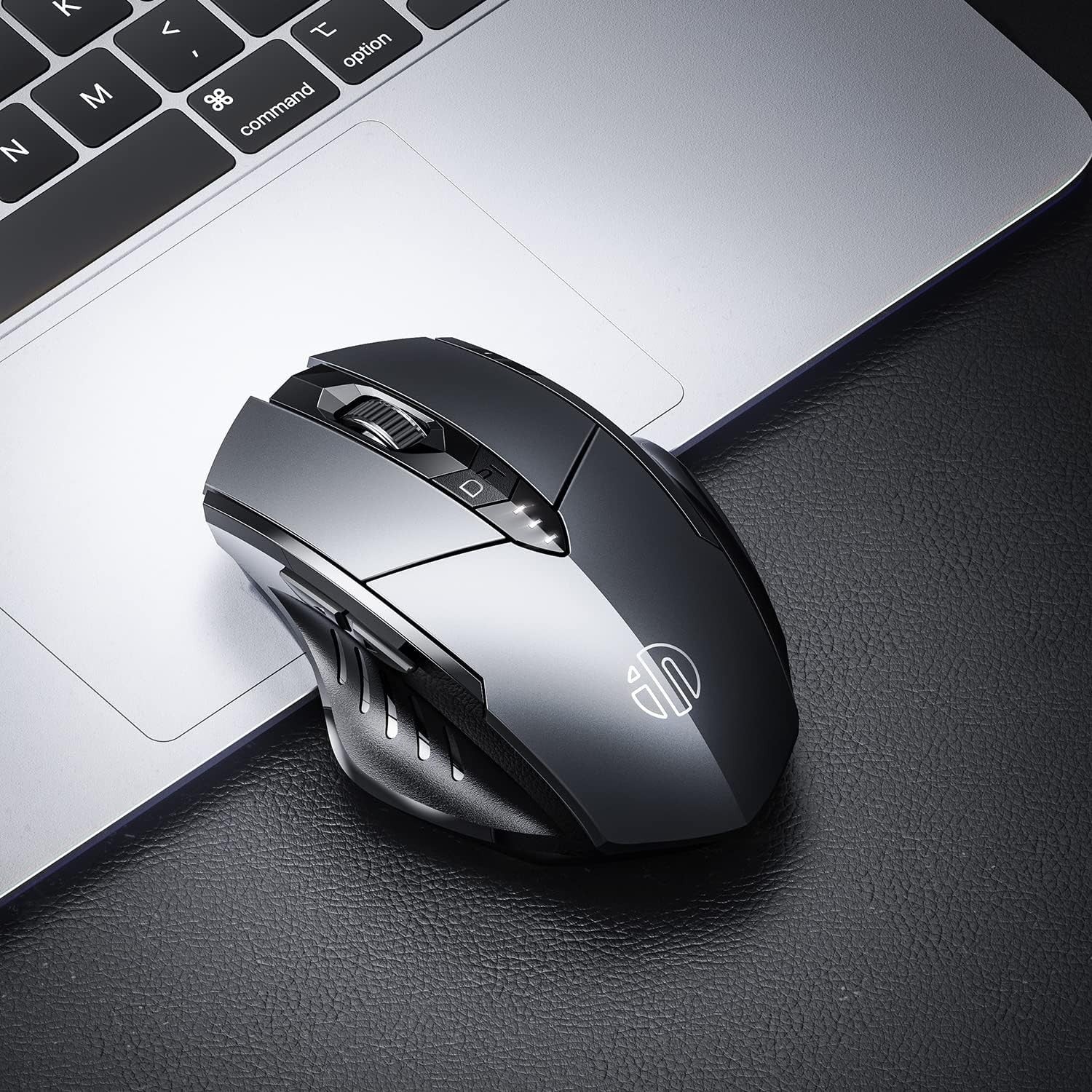 Silent Rechargeable Wireless Mouse Ergonomic 1600DPI USB Laptop PC Grey