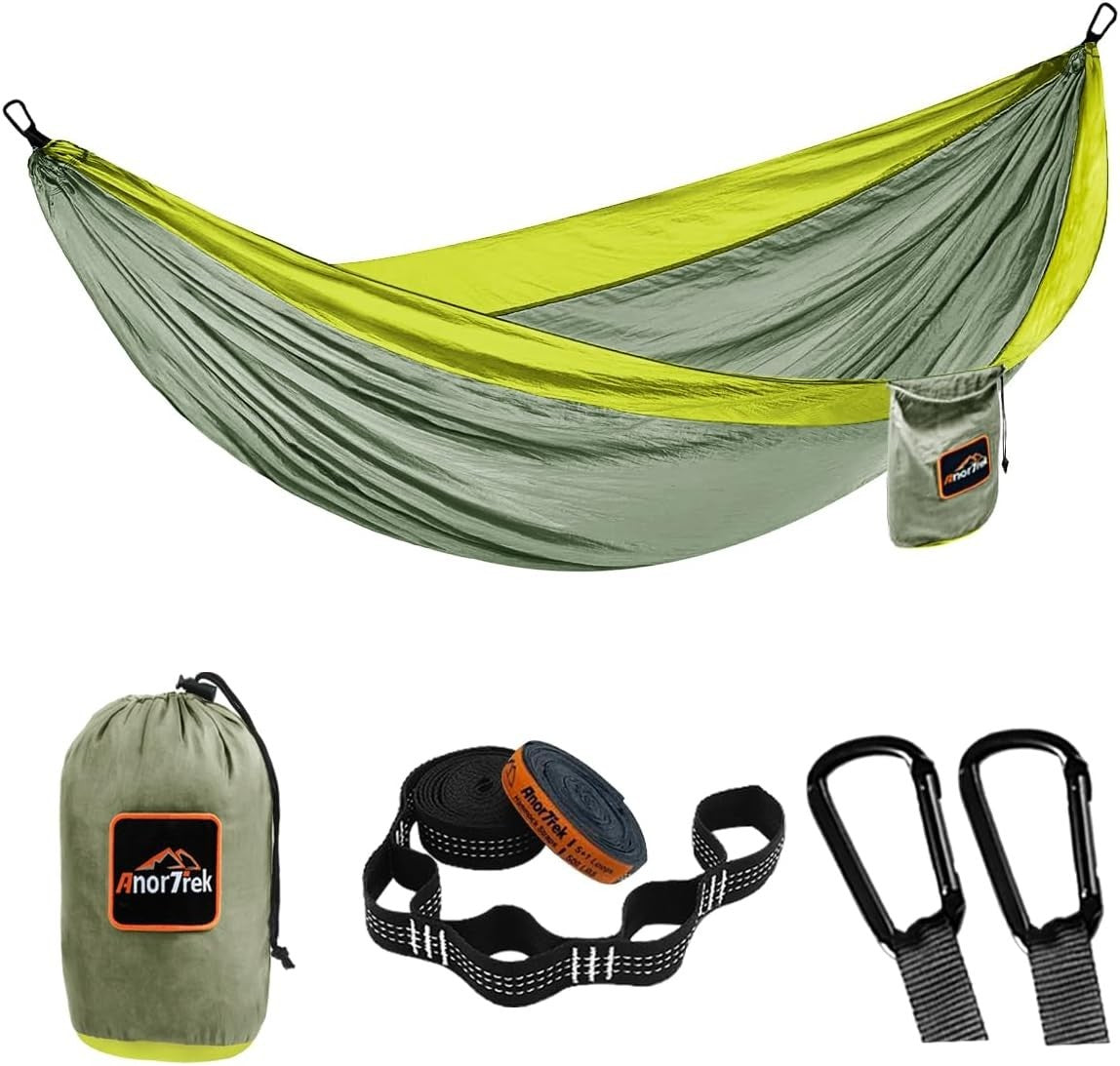 Ultralight 2-Person Camping Hammock 300x200 cm Breathable Nylon + Tree Straps
