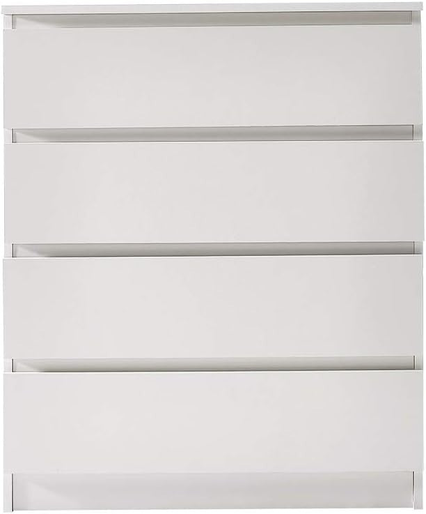 White 4 Drawer Chest | Modern Slim Storage Unit | Bedroom Hall Cabinet