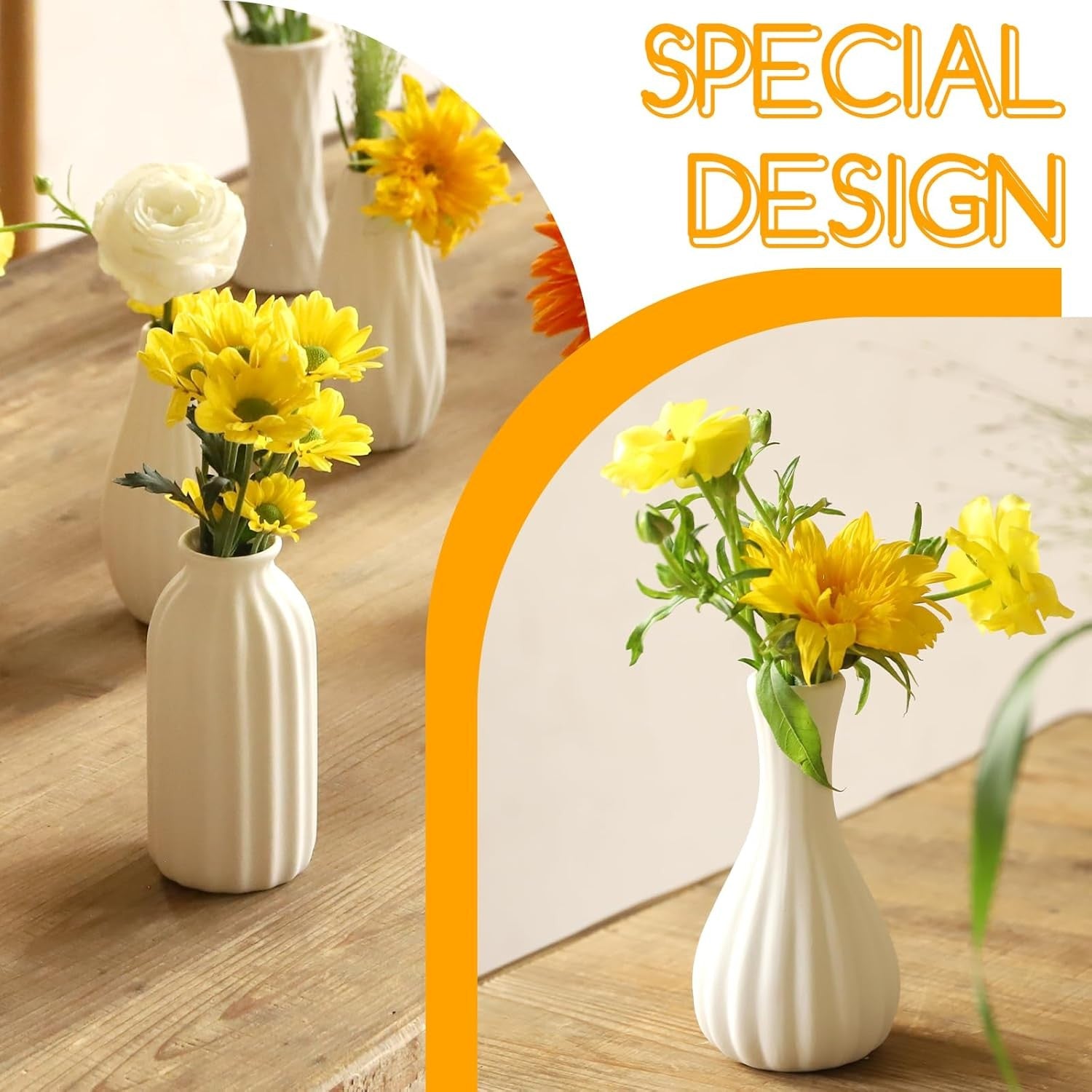 16pcs White Ceramic Bud Vase Set Wedding Table Centrepiece Home Decor