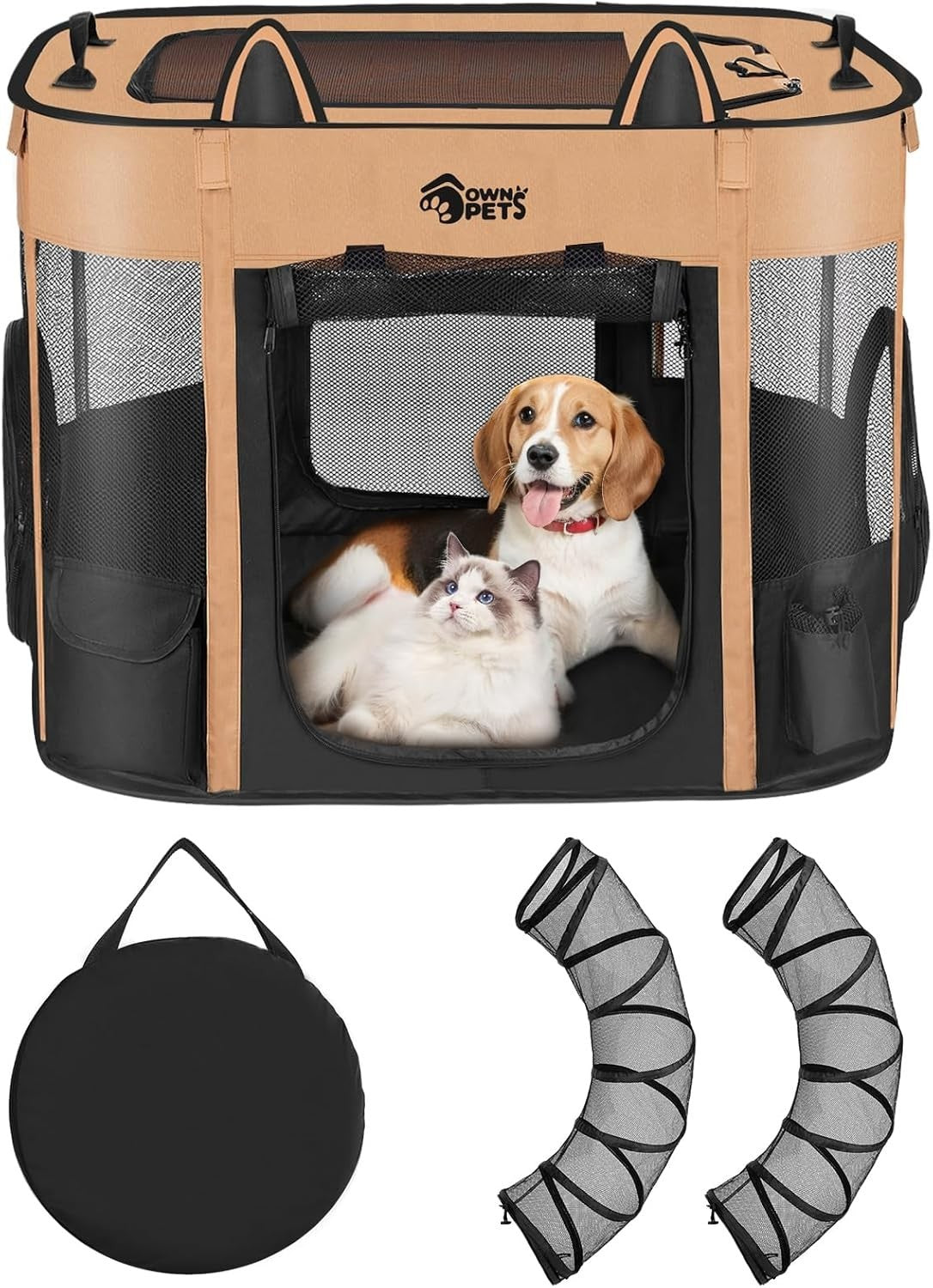 Portable Foldable Outdoor Cat Enclosure Tunnel with Expandable Playpen