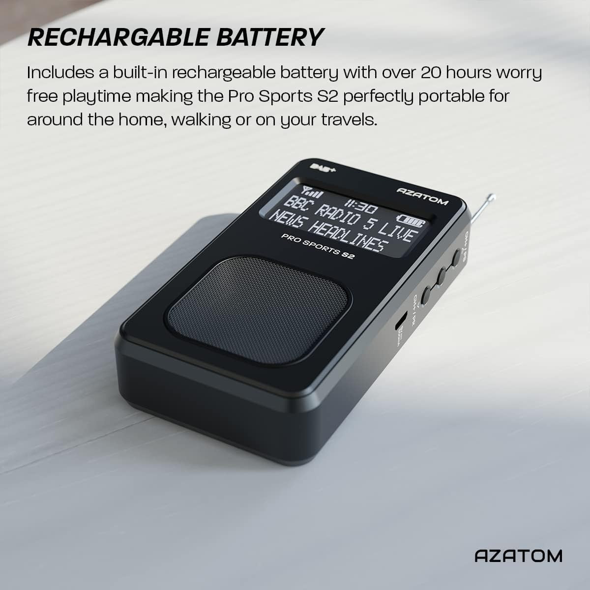 Portable DAB+ FM Digital Radio Rechargeable 24H Sports Earphones