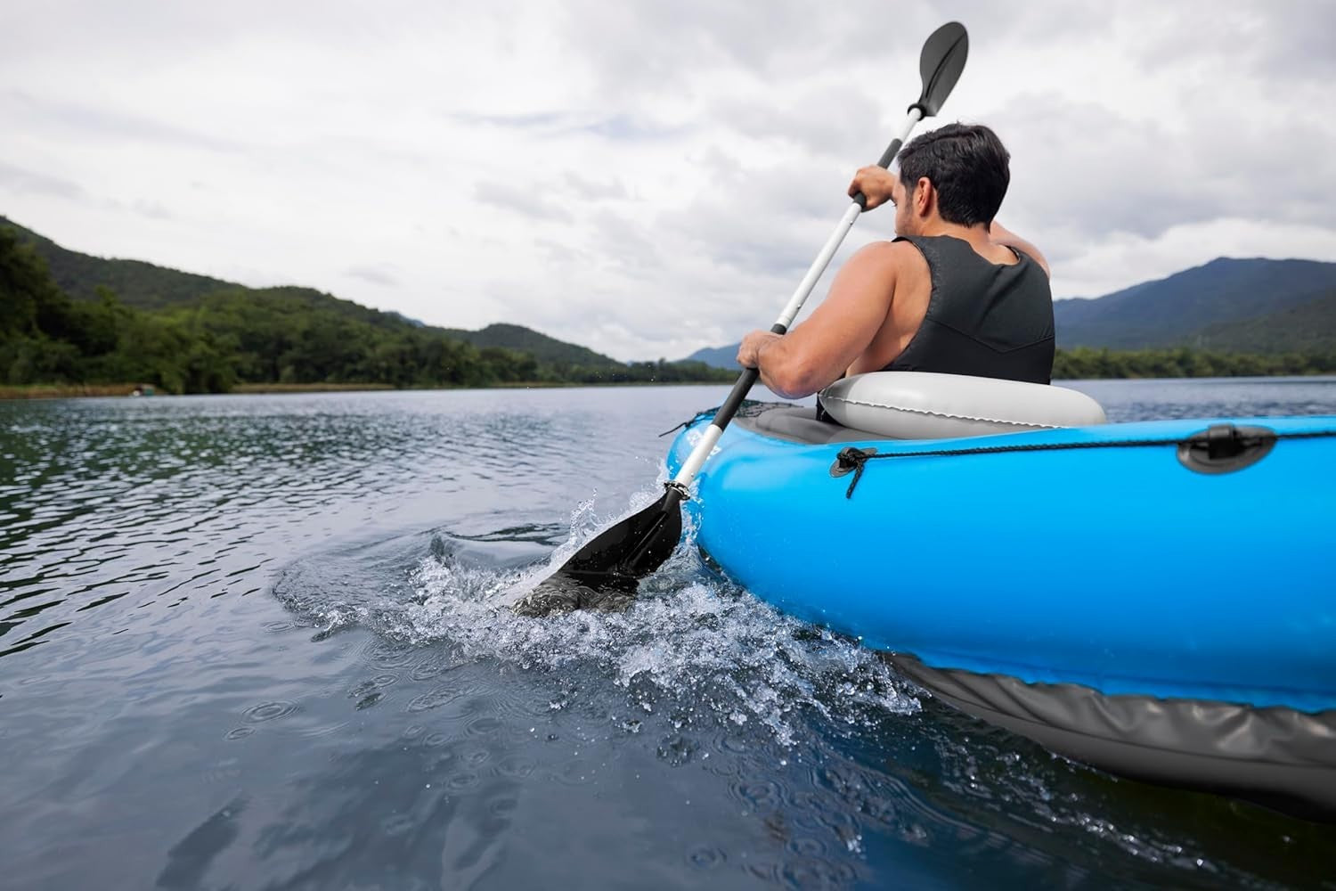 1 Person Inflatable Kayak Set w/ Paddle Pump Seat Bag Blue
