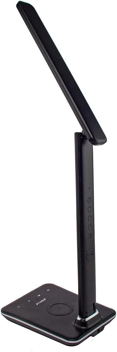 LED Desk Lamp Touch Control Wireless Charger Alarm Clock Foldable Black