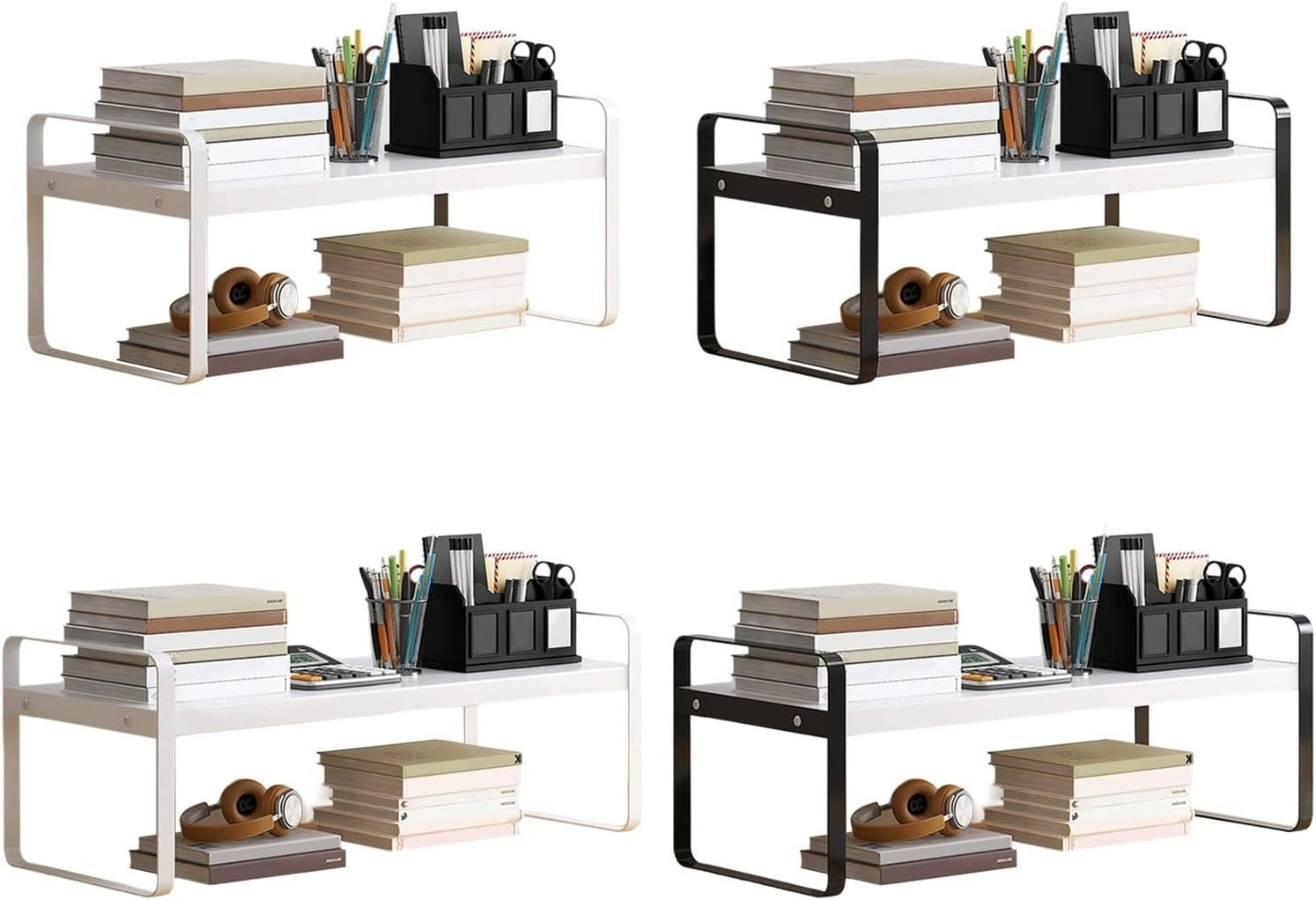 Stackable Desktop Organizer Metal Storage for Office & Kitchen