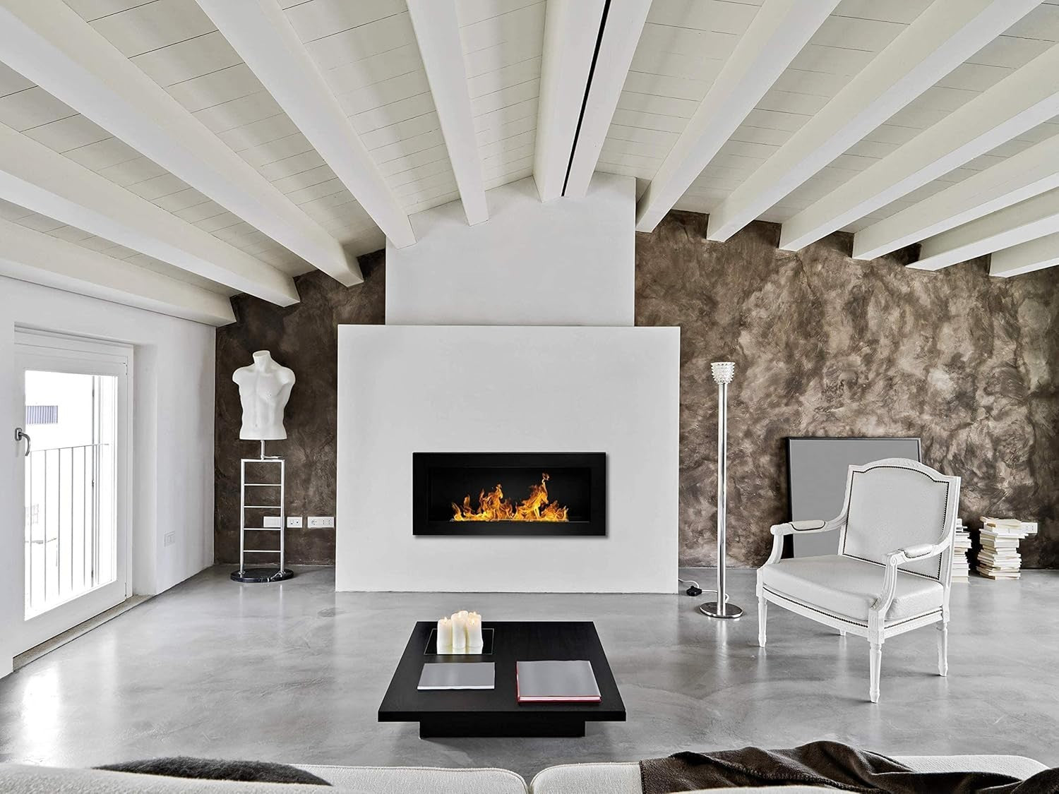 Wall-Mounted Bio Ethanol Fireplace 900x400mm Modern Ventless Alcohol Heater