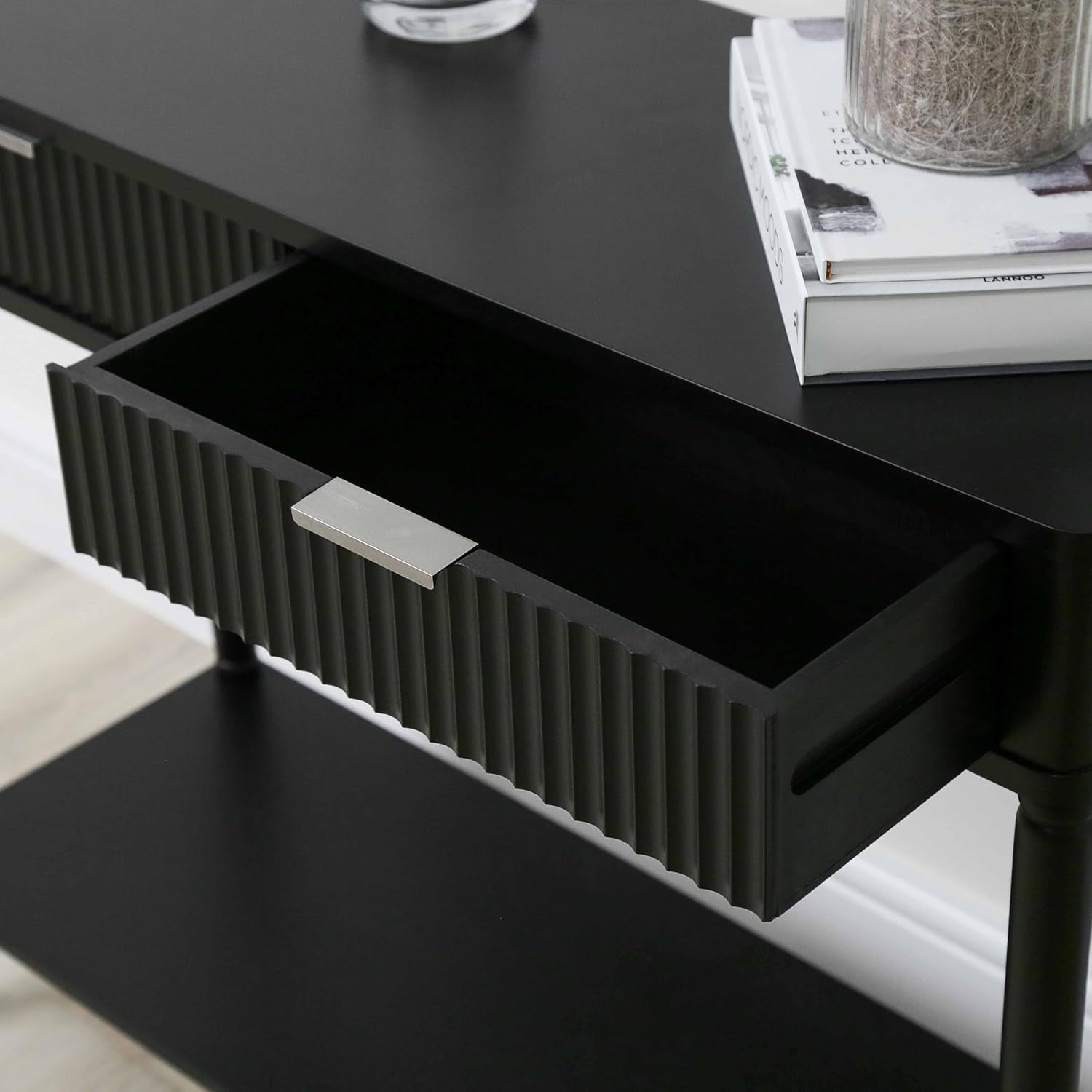 Slim Console Table with 2 Drawers & Storage Shelf – 75H x 90W x 32D cm