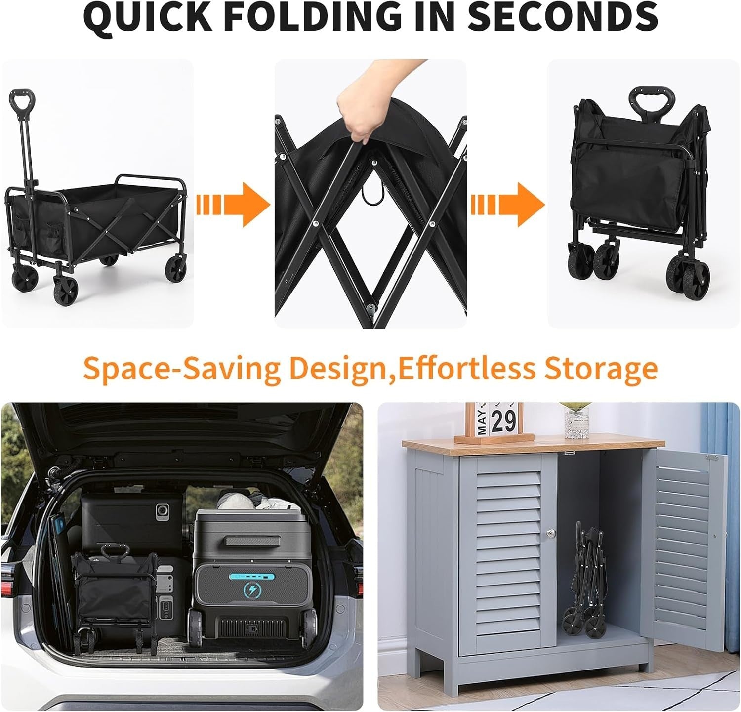Heavy Duty Folding Wagon Trolley – Collapsible Cart for Shopping & Outdoor