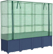 Raised Garden Bed Planter 160x40x153cm with Greenhouse Cover – Dark Grey