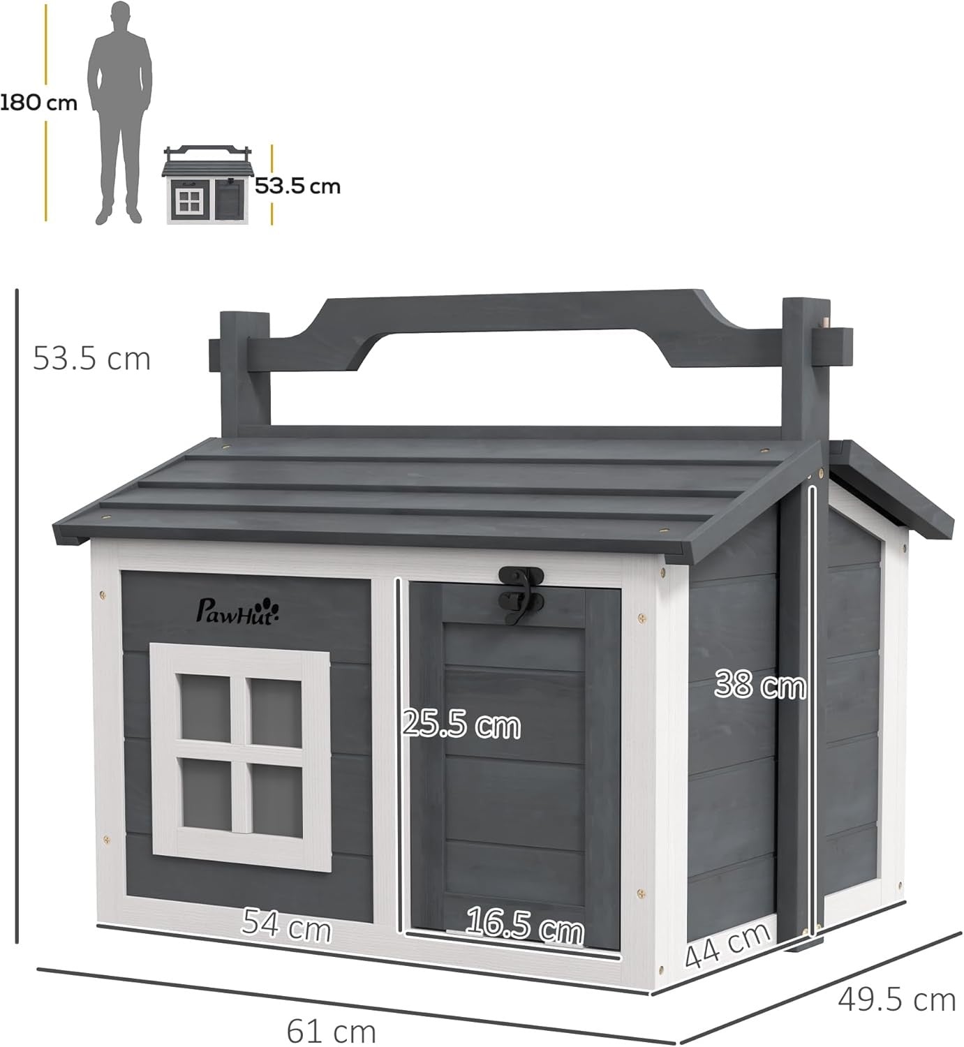 Indoor Outdoor Rabbit Hutch Wooden Small Pet House with Handle Opening Roof