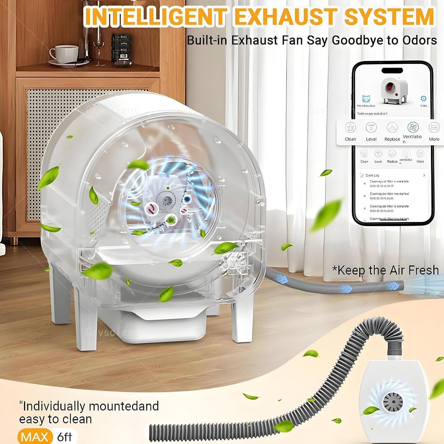 Self Cleaning Cat Litter Box Camera APP Control 75L Multi Cat Smart