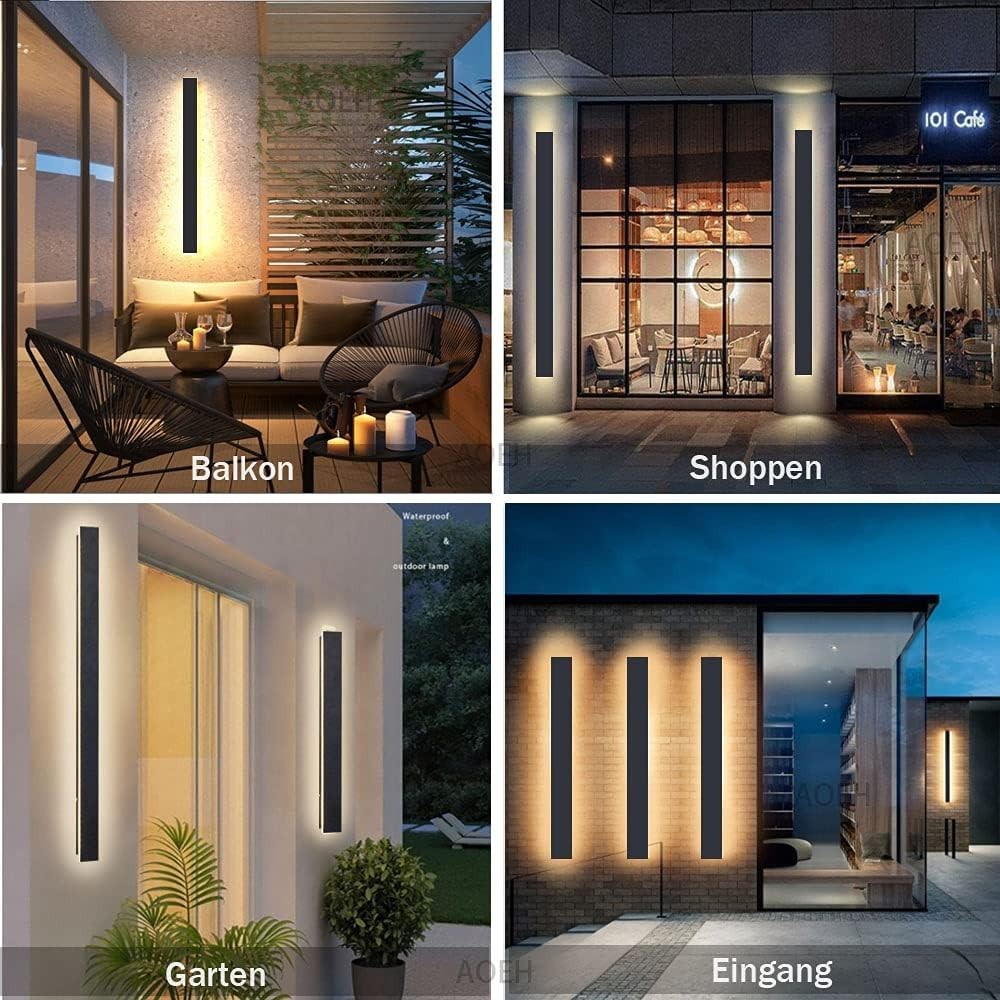 Waterproof LED Outdoor Wall Light 45W Modern Sconce Warm White 125cm