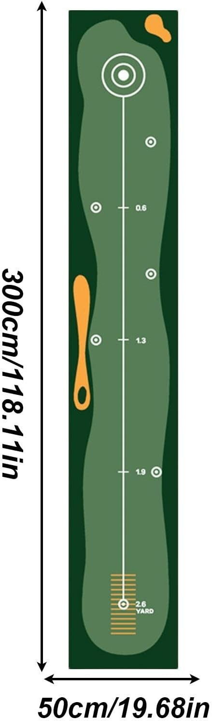 Golf Putting Practice Mat 10ft Indoor Trainer Distance Marker Home Office