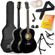 Full Size 4/4 Acoustic Guitar Starter Pack w Stand Bag Lessons