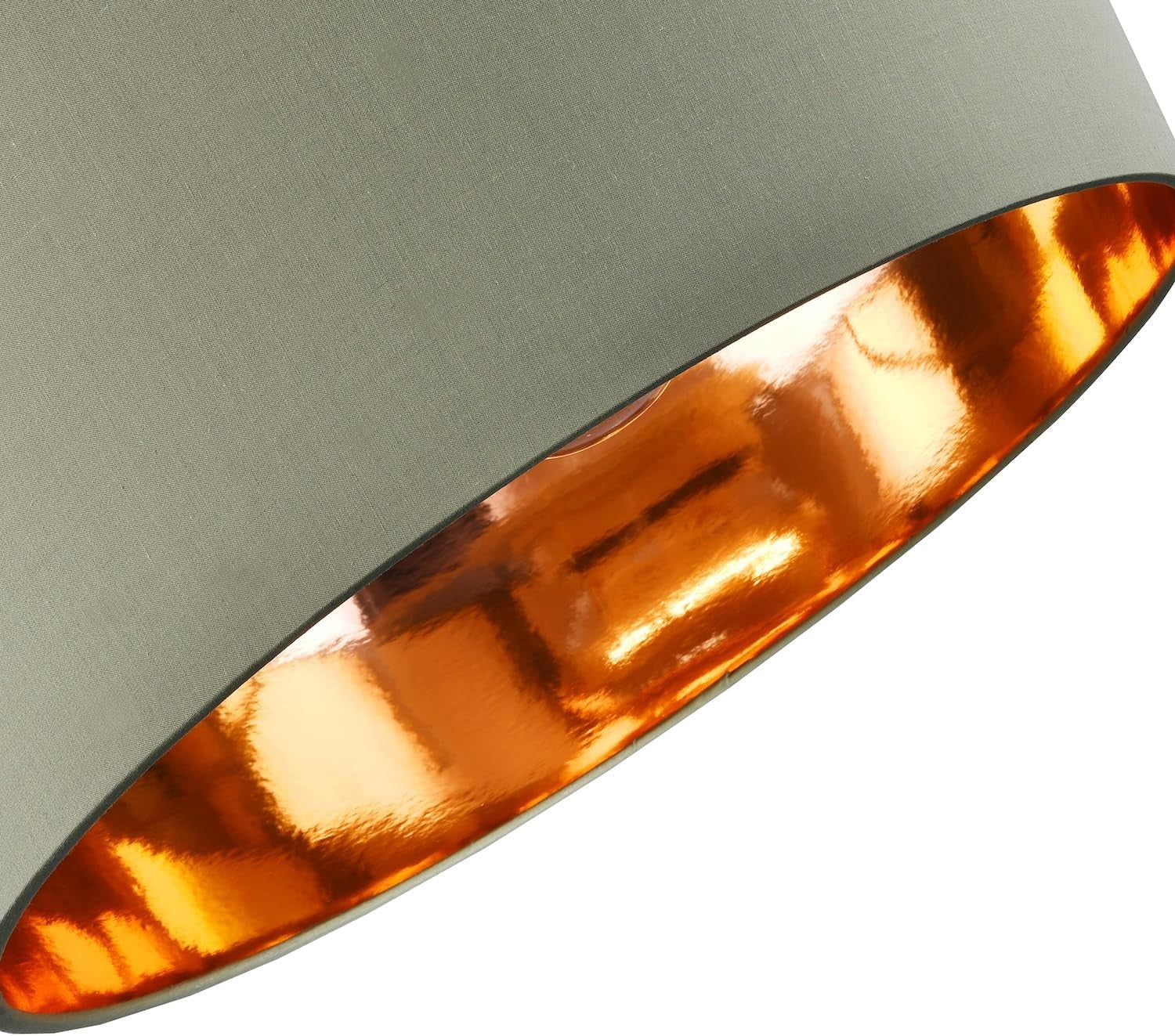 Olive Green Drum Lamp Shade Copper Lined Large 20" Floor Pendant Modern