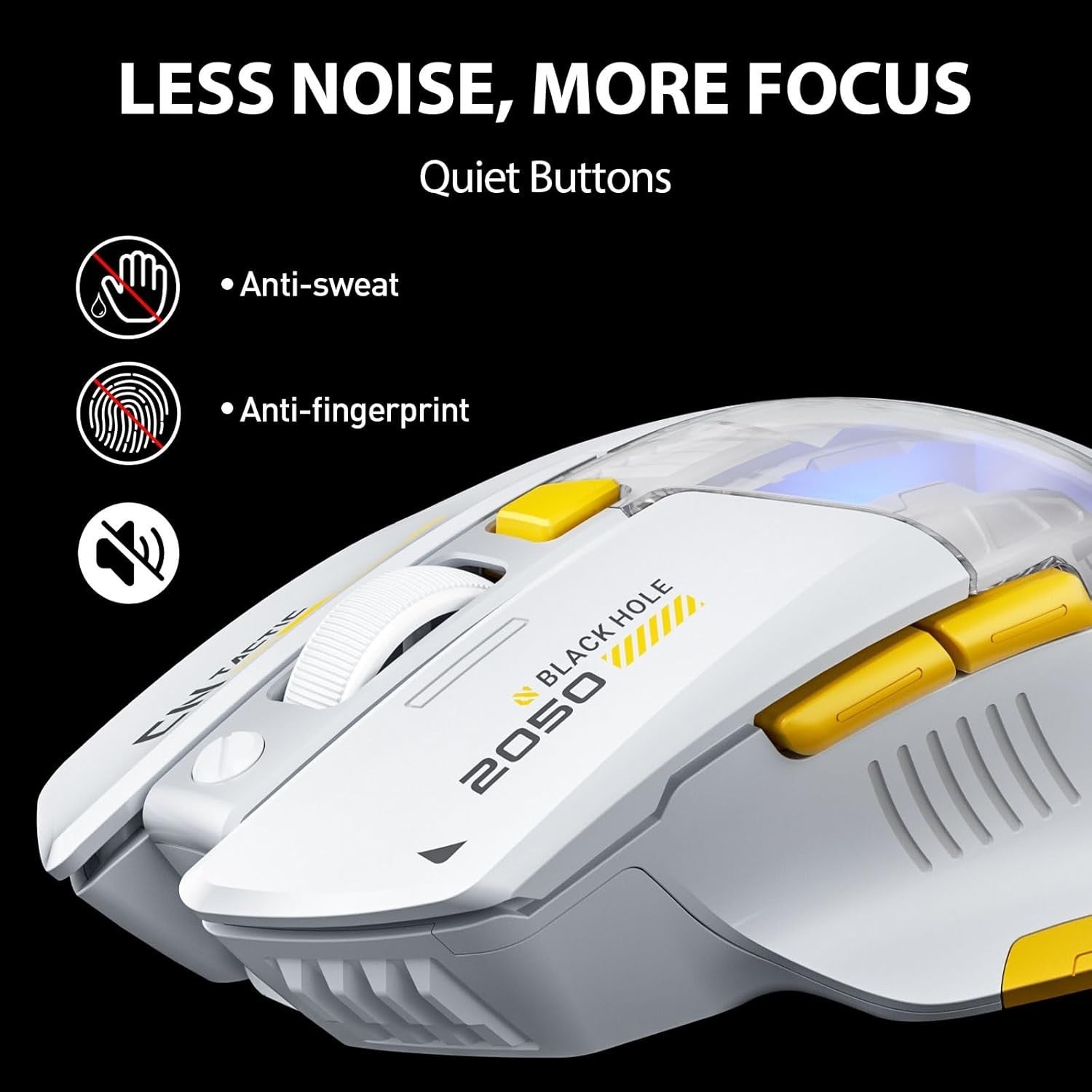 White Bluetooth Wireless Mouse Rechargeable RGB 2400DPI Dual Mode Laptop PC