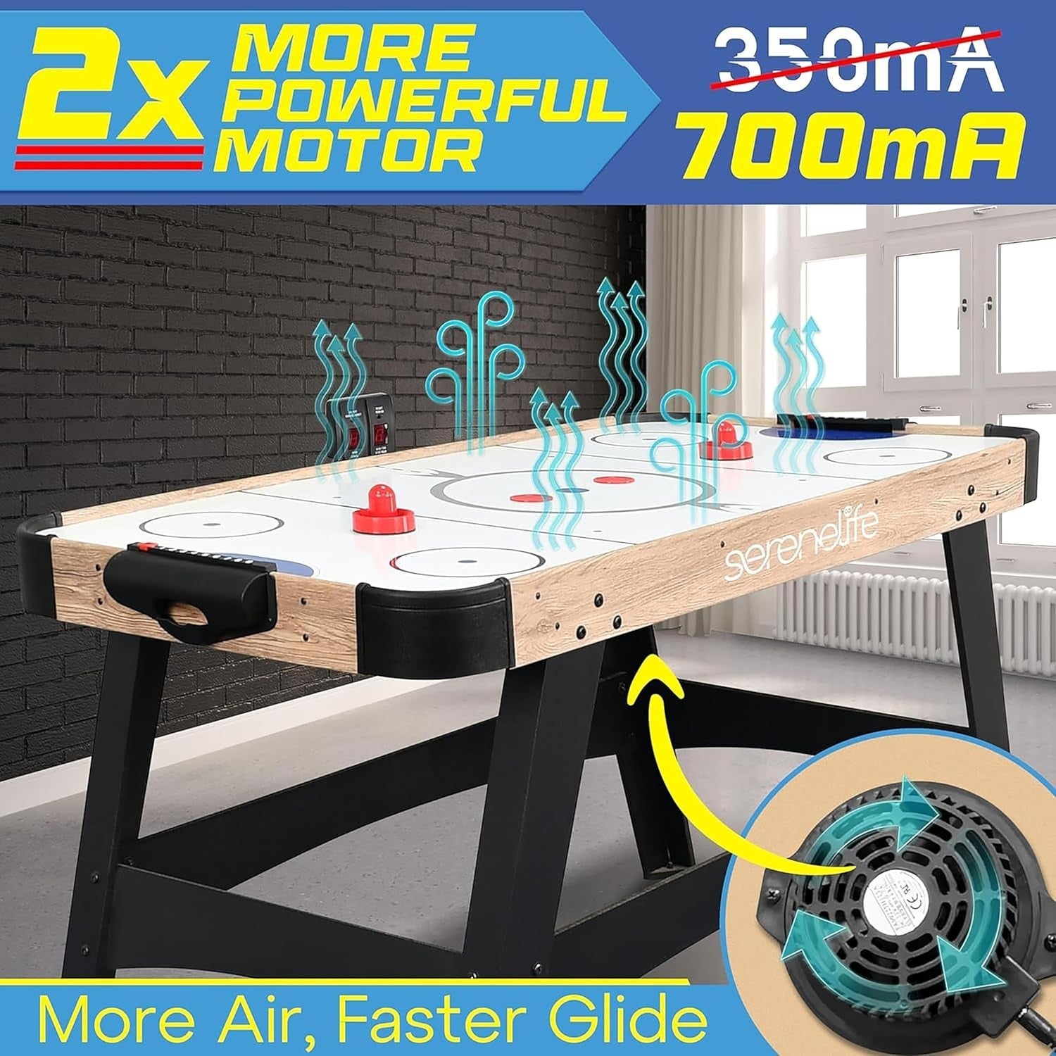 4.5ft Air Hockey Table Arcade LED Scoreboard Strong Motor Home Game