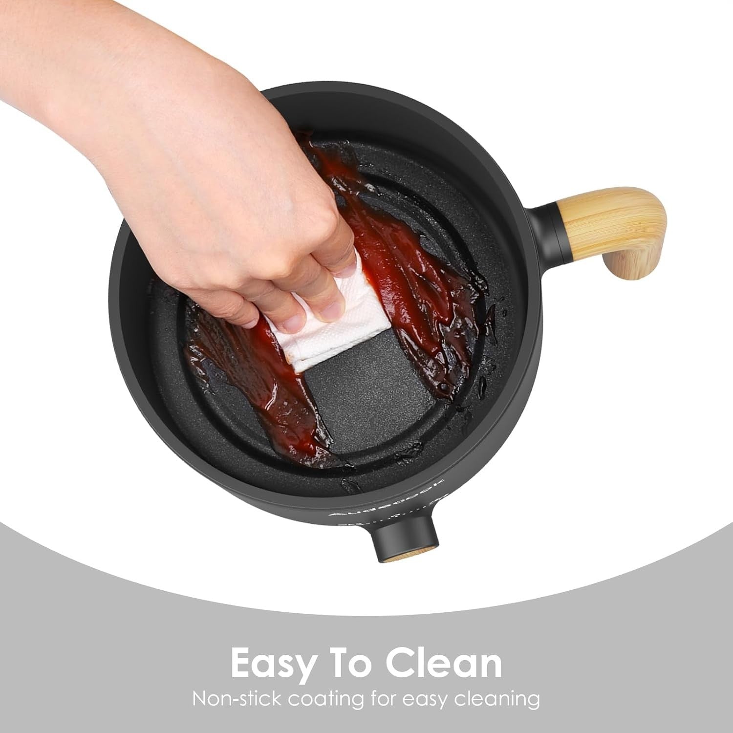Portable Electric Hot Pot with Steamer | 1.5L Non-Stick Cooker, Dual Heat
