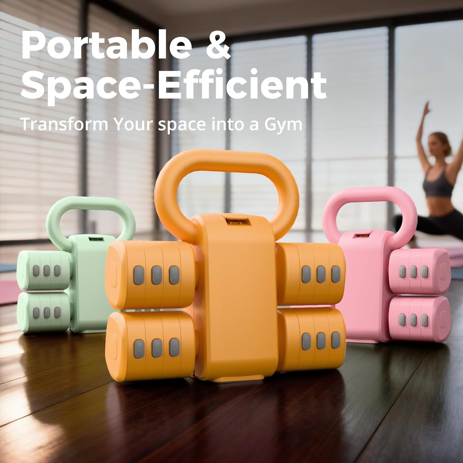2-in-1 Adjustable Dumbbells for Women 4 Levels Non-Slip Home Fitness