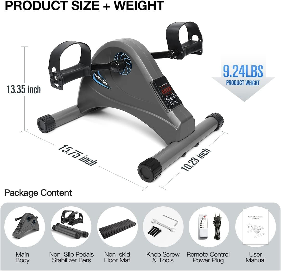Electric Under Desk Pedal Exerciser Motorized Seated Leg Arm Bike