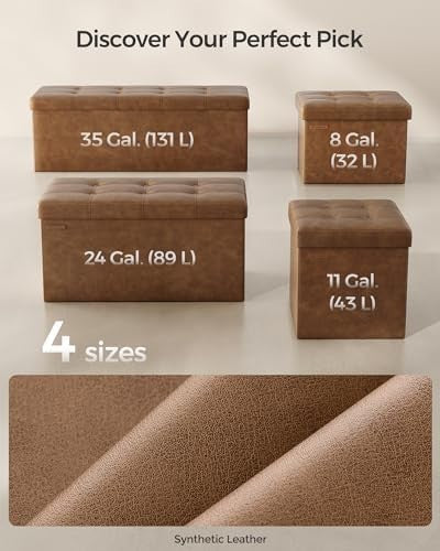SONGMICS MAZIE Storage Ottoman Bench – 110cm Folding Footrest & End-of-Bed Seat