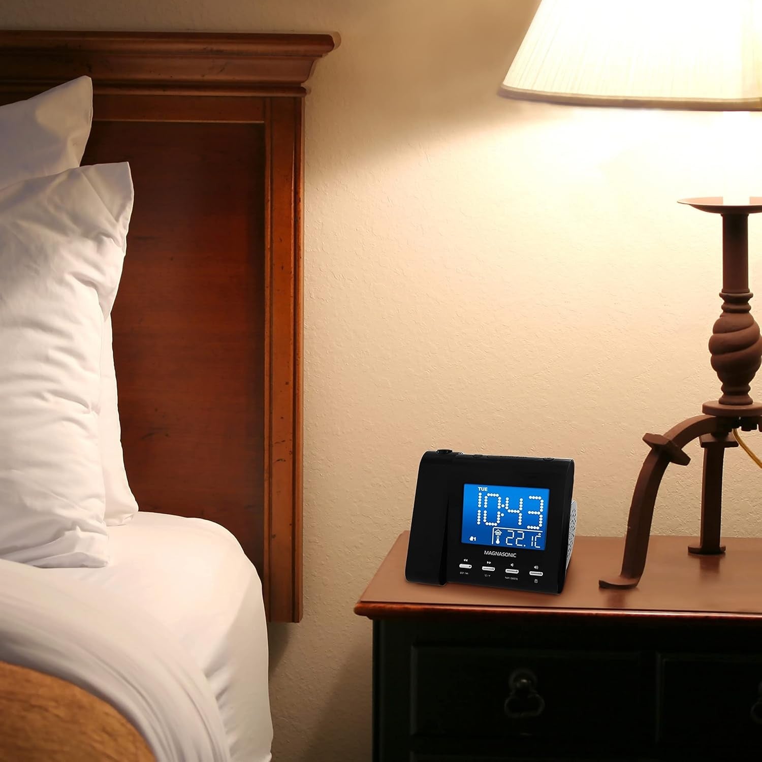 Projection Alarm Clock AM FM Radio Portable Temperature Display Dual Alarm