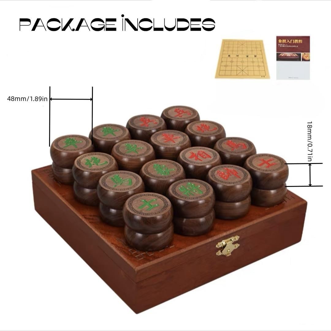Wooden Xiangqi Chinese Chess Set Travel Box Strategy Game