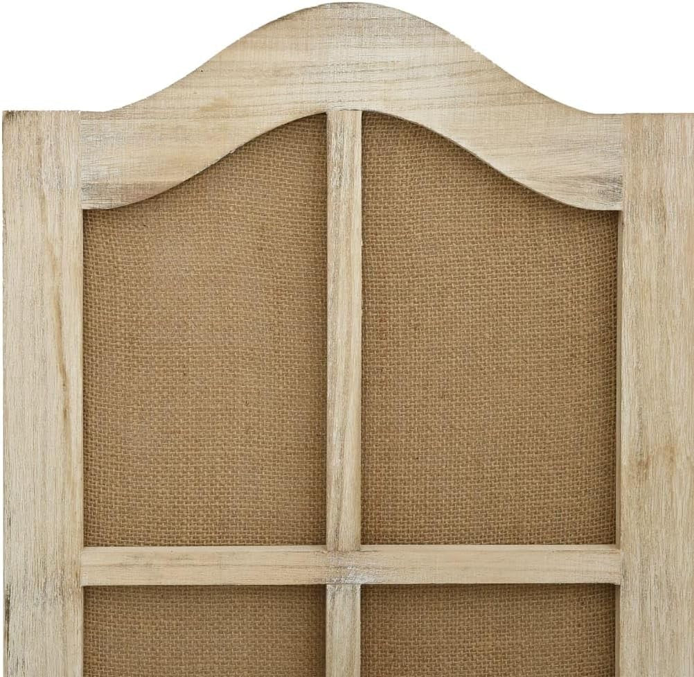 6 Panel Wooden Room Divider 214x165cm Foldable Privacy Screen Brown Fabric