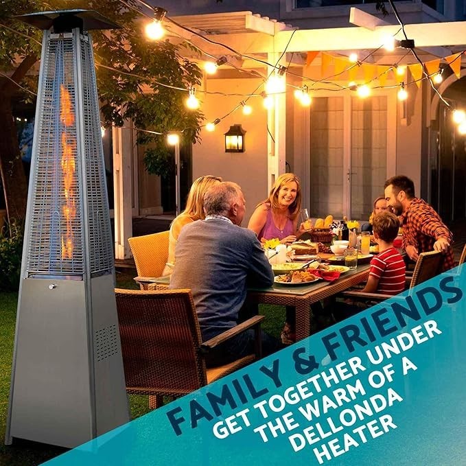Outdoor Gas Pyramid Patio Heater 13kW Real Flame Adjustable Heat & Cover