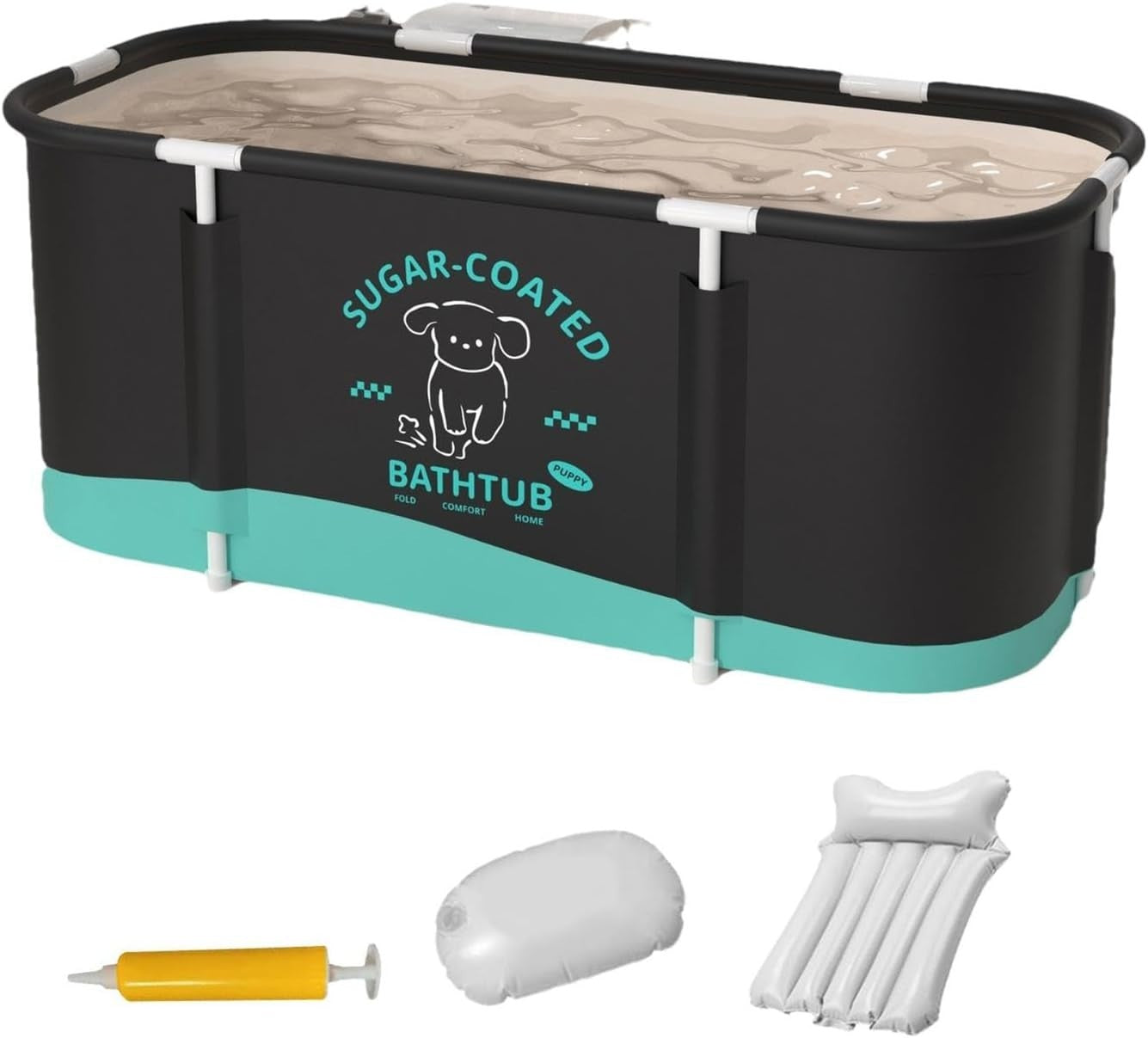 Portable Foldable Bathtub Black Oxford Cloth 45.3"x23.6"x19.7" Freestanding