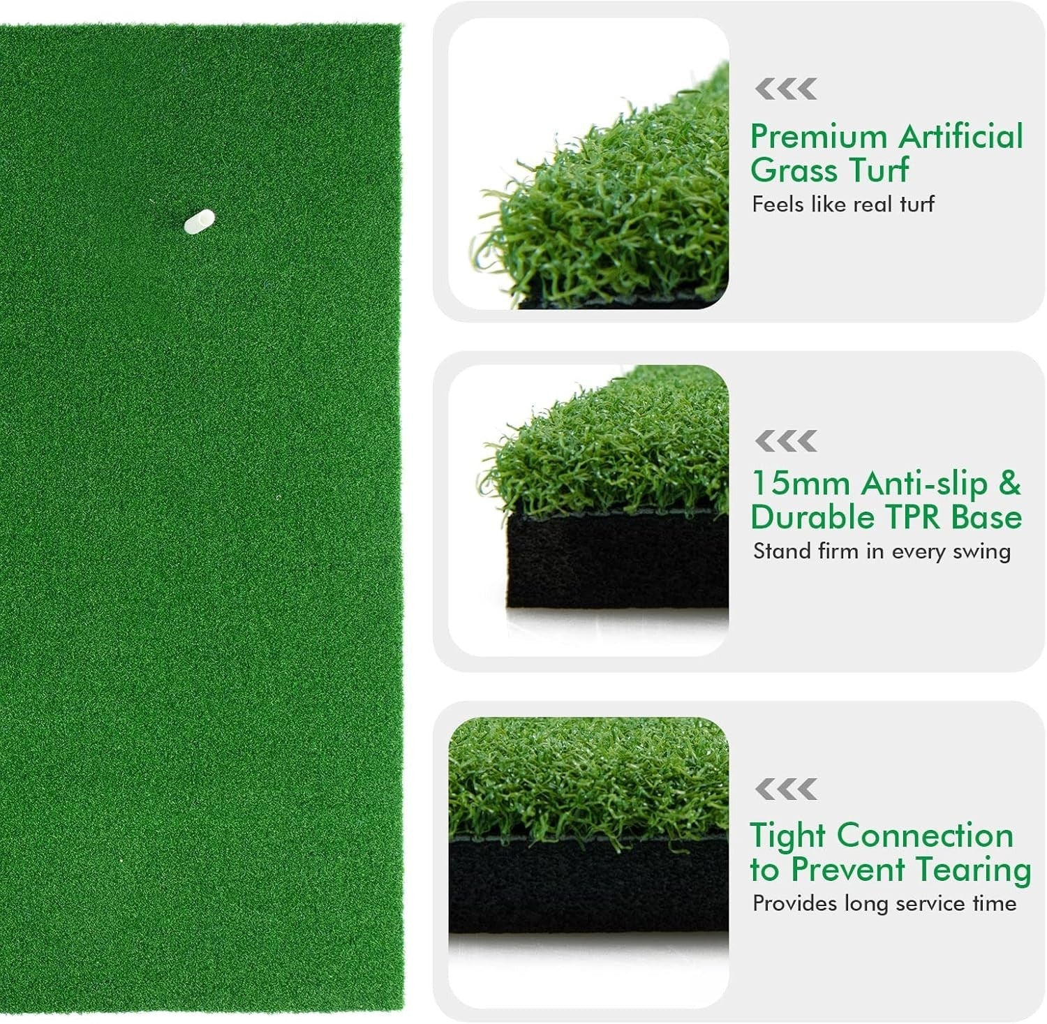 5x3ft Golf Practice Mat Artificial Grass Turf Driving Chipping Indoor Outdoor