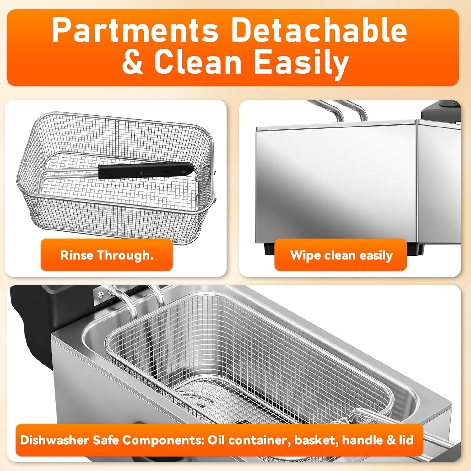 3L Deep Fat Fryer 2000W Adjustable Temp Electric Chip Fryer